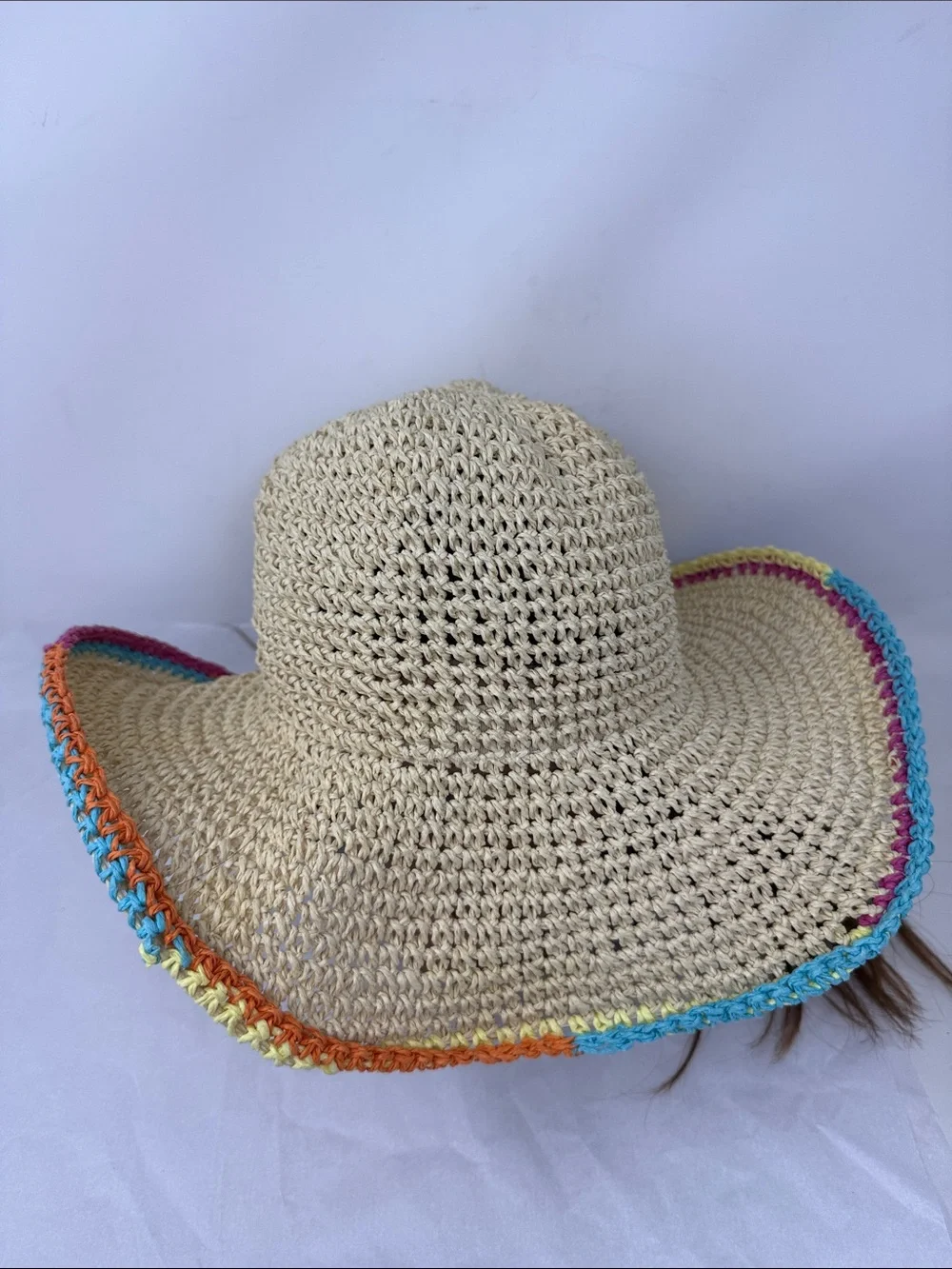 Crochet Floppy brim Sun Hat Boho Music Festival Packable Travel Beach Vacation